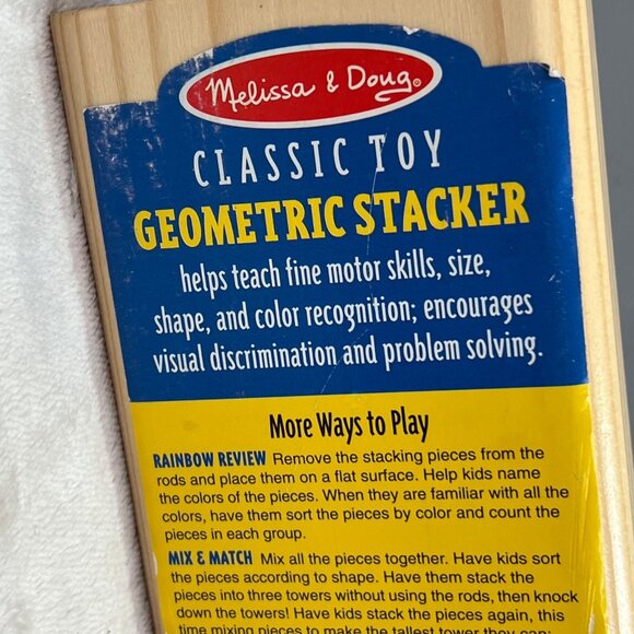 Melissa & Doug Geometric Stacker Wood Rainbow Stacking Shapes 2019 Missing 1 Pc - Picture 7 of 9